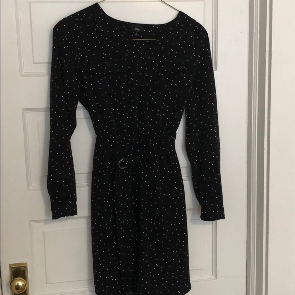 Black Spotted Dress w/ POCKETS!